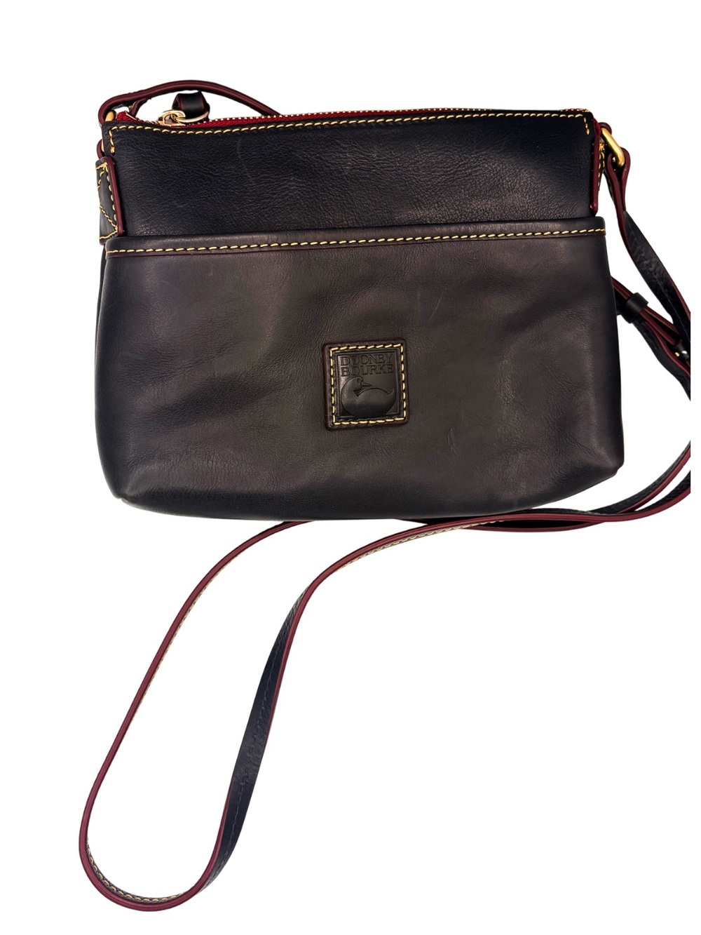 Dooney & Bourke Florentine Ginger Crossbody Black Leather Bag Key Fob 8”